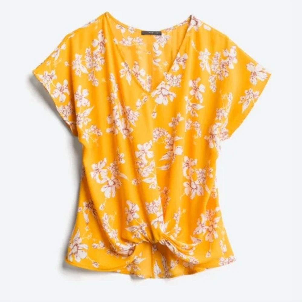 West Kei | Yellow Floral Blouse | Allura Knot Detail